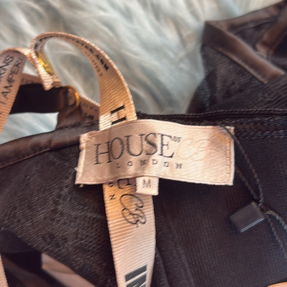 NWT House of CB Bustier Corset Sheer Overlay Black - Picture 9 of 11